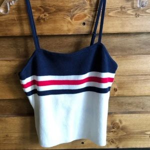 Roxy Navy, White & Red Striped Knit Tank Top